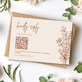 Boho Terracotta Graag Antwoorden Trouw QR Code RSVP Kaartje