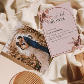 Boho Terracotta Gras Roze Roze Bruidsmeisjesfeest Kaart