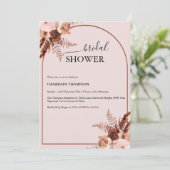 Boho Terracotta Gras Roze Roze Bruidsmeisjesfeest Kaart (Staand voorkant)