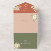 Boho Terracotta Green Wedding All In One Uitnodiging (Buitenkant)