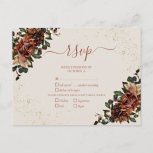 Boho Terracotta Greenery Floral Gold RSVP Uitnodiging Briefkaart