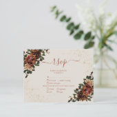 Boho Terracotta Greenery Floral Gold RSVP Uitnodiging Briefkaart (Staand voorkant)