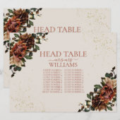Boho Terracotta Greenery Floral Head Table Seating Kaart (Voorkant / Achterkant)