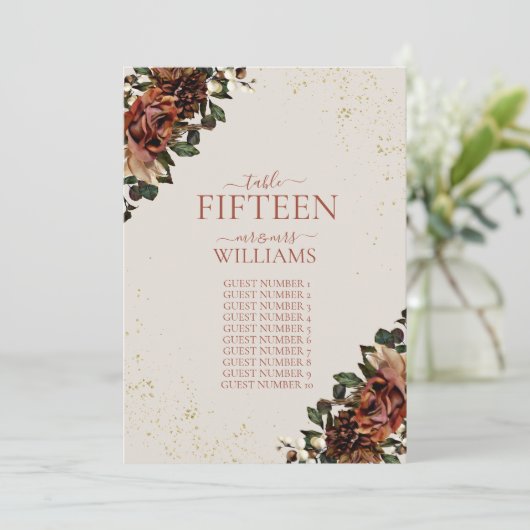 Boho Terracotta Greenery Floral Wedding Kaart (Staand voorkant)