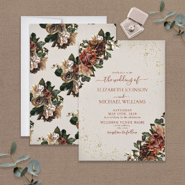 Boho Terracotta Greenery Floral Wedding Kaart