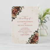 Boho Terracotta Greenery Floral Wedding Kaart (Staand voorkant)