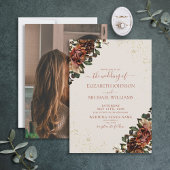 Boho Terracotta Greenery Foto Wedding Invitation Kaart