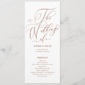 Boho terracotta grillige kalligrafie bruiloft programmakaart (Voorkant)