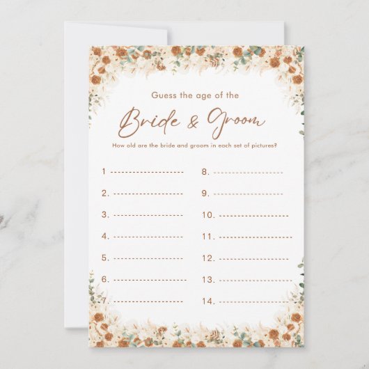 Boho Terracotta Guess Het Leeftijd Spel | rustieke (Voorkant)