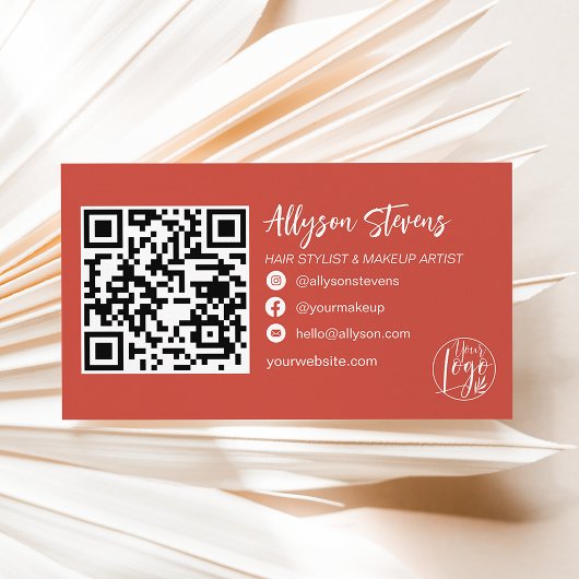 Boho terracotta hair makeup logo qr code visitekaartje