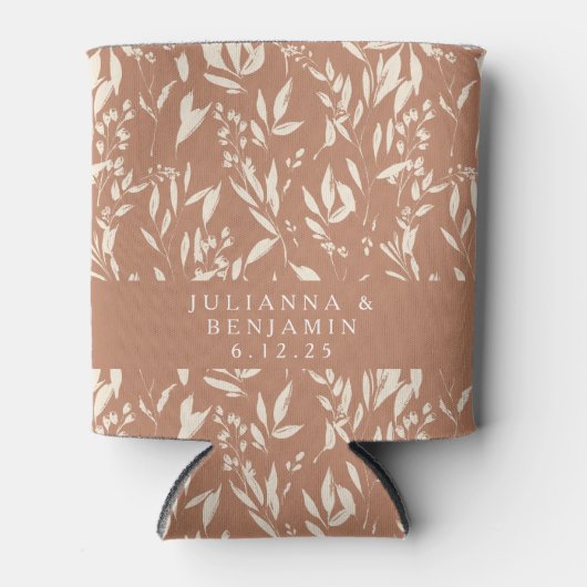 Boho Terracotta Hand Drawn Floral Wedding Custom Blikjeskoeler (Voorkant)