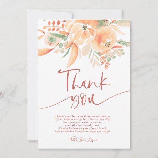 Boho Terracotta Handgeschilderd Bruidsbruiloft Bedankkaart (Voorkant)