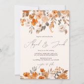 Boho terracotta handgeschilderde bloemenbruiloft kaart (Voorkant)