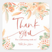 Boho Terracotta Handgeschilderde Bruids- dankjewel Vierkante Sticker (Voorkant)