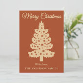 Boho terracotta Handgeschreven Script Kerstboom Feestdagenkaart (Staand voorkant)