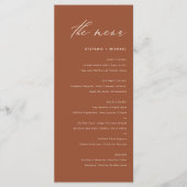 Boho Terracotta Handwrite Calligraphy Wedding Menu (Voorkant)