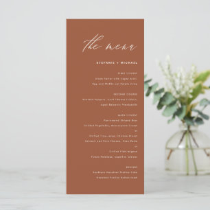 Boho Terracotta Handwrite Calligraphy Wedding Menu
