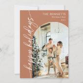 Boho Terracotta Happy Holidays Photo Feestdagenkaart (Voorkant)