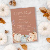 Boho Terracotta Herfst Baby shower Little Pumpkin