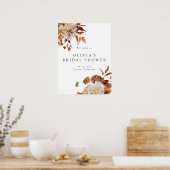 Boho Terracotta Herfst Bloem Bruids Borrel Ontvang Poster (Keuken)