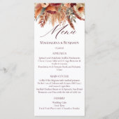 Boho Terracotta Herfst Bloemen Gedroogd Pampas Gra Menu (Voorkant)