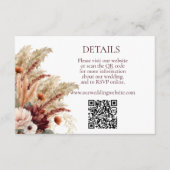 Boho Terracotta Herfst Bloemen Pampas Grass Detail Informatiekaartje (Voorkant)
