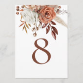 Boho Terracotta Herfst Bloemen Tafelnummer (Voorkant)