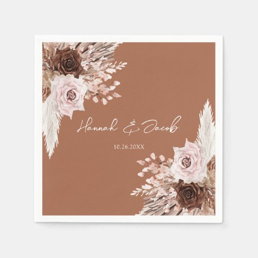 Boho Terracotta Herfst Bloemenbruiloft Servet (Voorkant)