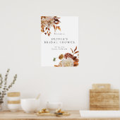 Boho Terracotta Herfst Bloemrijke Bruids Shower Ui Poster (Keuken)