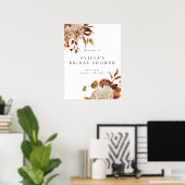 Boho Terracotta Herfst Bloemrijke Bruiloft Feest W Poster (Thuiskantoor)