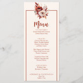 Boho Terracotta Herfst Diner Bloemen Boeket Bruilo Menu (Voorkant)