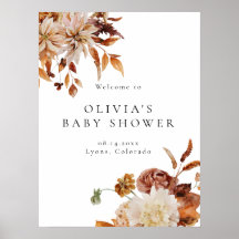 Boho Terracotta Herfst Floral Baby shower Welkom