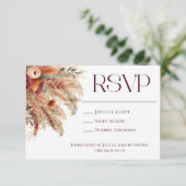Boho Terracotta Herfst Gedroogde Bloemen Pampas Gr RSVP Kaartje (Staand voorkant)