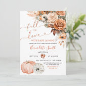 Boho Terracotta Herfst in Liefde Pompoen Baby show Kaart (Staand voorkant)