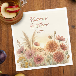 Boho Terracotta Herfst Wilde Bloem Proefdinermidda Servet