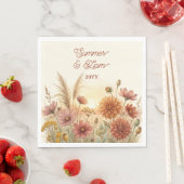 Boho Terracotta Herfst Wilde Bloem Proefdinermidda Servet (Insitu)