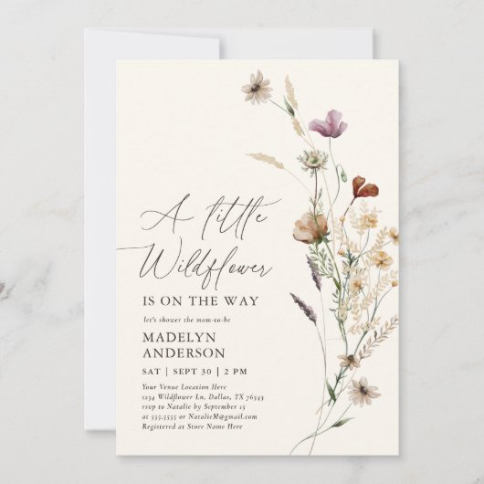 Boho Terracotta Herfst Wildflower Baby shower Kaart (Voorkant)