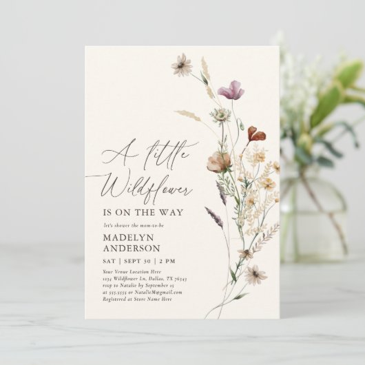 Boho Terracotta Herfst Wildflower Baby shower Kaart (Staand voorkant)