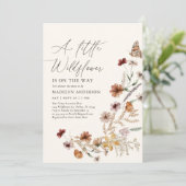Boho Terracotta Herfst Wildflower Baby shower Kaart (Staand voorkant)