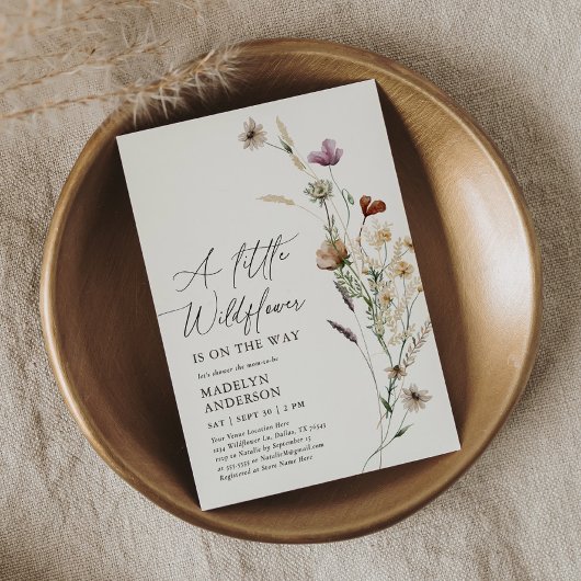 Boho Terracotta Herfst Wildflower Baby shower Kaart