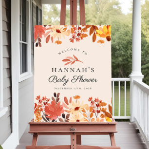 Boho Terracotta Herfst Wildflower Baby shower teke Poster