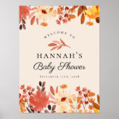 Boho Terracotta Herfst Wildflower Baby shower teke Poster (Voorkant)