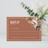 Boho Terracotta Herfstbloemen Bruiloft RSVP Kaart (Staand voorkant)