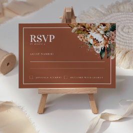 Boho Terracotta Herfstbloemen Bruiloft RSVP Kaart