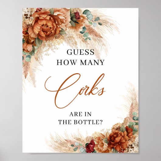 Boho terracotta Hoeveel kurken in de fles Poster (Voorkant)