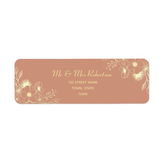 Boho Terracotta Huwelijks Retouradres Etiket (Voorkant)