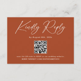 Boho Terracotta Huwelijks RSVP QR Code Informatiekaartje