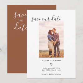 Boho Terracotta Huwelijksfoto Save The Date