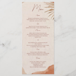 Boho terracotta huwelijksmenu menu