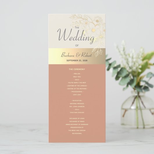 Boho Terracotta Huwelijksprogramma Programmakaart (Staand voorkant)